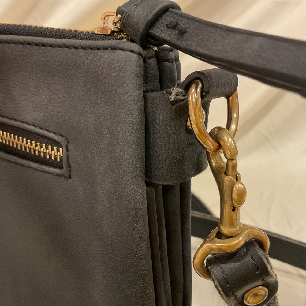 (Sold) Dark Iron Grey Faux suede Crossbody bag - Picture 7 of 9